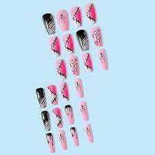Buy 24 pcs press on nails long fake nails acrylic nails bullet adhesive tape on Nails Design Nails for Women and Girl